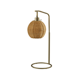 Adesso Maeve Table Lamp, Antique Brass/Brown Rattan Shade