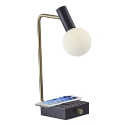Adesso® Windsor AdessoCharge LED Desk Lamp, 17-1/2"H, White Shade/Black Base