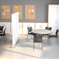 Flash Furniture Mobile Magnetic Whiteboard Partition With Lockable Casters, 72" x 24", White
