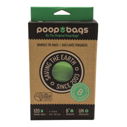 The Original Poop Bags® Handle Tie Waste Bags, 32 Oz, Green, Pack Of 120 Bags