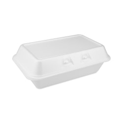 Pactiv Evergreen SmartLock® Foam Hinged Lid Containers, Medium, 3"H x 8-3/4"W x 5-1/2"D, White, Carton Of 220 Containers
