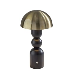 Adesso Connie LED Cordless Table Lamp, Black with Antique Brass Shade