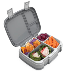 Bentgo Fresh 4-Compartment Bento-Style Lunch Box, 2-7/16"H x 7"W x 9-1/4"D, Gray