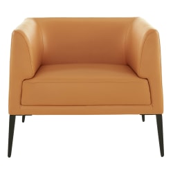 Eurostyle Matias Faux Leather Lounge Chair, Matte Black/Cognac