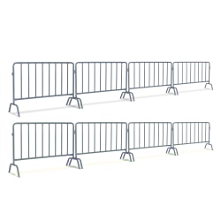 Alpine AdirPro Outdoor Weatherproof Steel Interlocking Barriers With Curved Feet, 40"H x 59"W x 19-1/16"D, Yellow, Set Of 8 Barriers