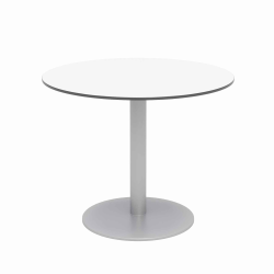 KFI Studios Eveleen 36" Round Outdoor Patio Table, 29"H x 36"W x 36"D, Silver/Designer White