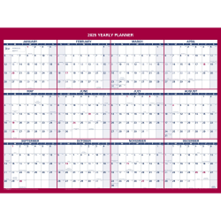 2025 AT-A-GLANCE Vertical/Horizontal Reversible Yearly Wall Calendar, 12" x 16", Red/Blue, January To December