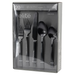 Gibson Elite Earlston 20-Piece Stainless Steel Flatware Set, Black