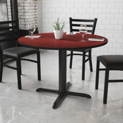 Flash Furniture Round Hospitality Table With X-Style Base, 31-3/16"H x 42"W x 42"D, Mahogany