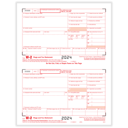 ComplyRight® W-2 Tax Forms, 2-Up, IRS Federal Copy A, Laser, 8-1/2" x 11", Pack Of 100 Forms
