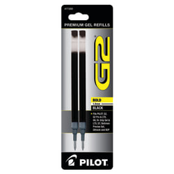 Pilot G2 Gel Refill, Bold Point, 1.0mm, Black Ink, Pack of 2 Refills