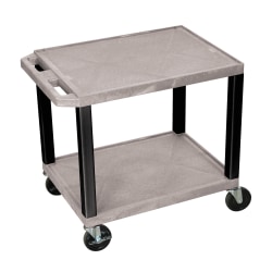 H. Wilson 26" Plastic Utility Cart, 26"H x 24"W x 18"D, Gray/Black