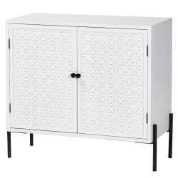 Baxton Studio Nefeli 34"W Mid-Century Transitional 2-Door Storage Cabinet, White/Black