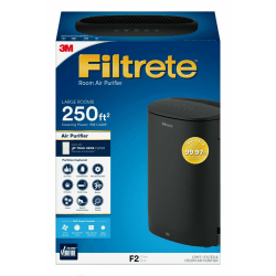 Filtrete True HEPA Large Room Air Purifier, 250 Sq. Ft. Coverage, 20-5/8"H x 15"W x 11"D, Black