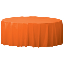 Amscan 77017 Solid Round Plastic Table Covers, 84", Orange Peel, Pack Of 6 Covers