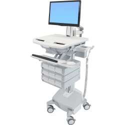 Ergotron StyleView - Cart for LCD display / keyboard / mouse / CPU / notebook / camera / scanner (open architecture) - medical - plastic, aluminum, zinc-plated steel - gray, white, polished aluminum - screen size: up to 24" - LiFe Powered