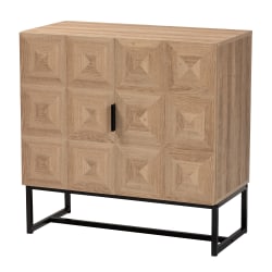 Baxton Studio Darien 32"W Modern And Contemporary Storage Cabinet, Natural Brown/Black