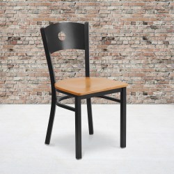 Flash Furniture Circle Back Metal Restaurant Chair, Natural/Black
