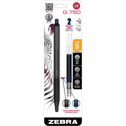 Zebra Pen G-750 Gel Retractable 0.7mm Black 1Pk - Medium Pen Point - Refillable - Retractable - Black Brass Barrel - 1 Pack