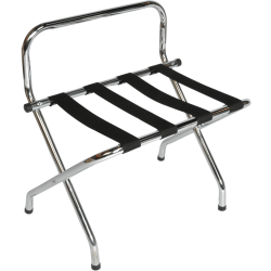 CSL High Back Metal Luggage Racks, 26-1/2"H x 24-1/4"W x 16"D, Chrome/Black, Pack Of 6 Racks