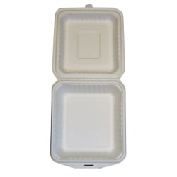PrimeWare Paper Hinged Food Containers, 8" x 8", Tan, Pack Of 200