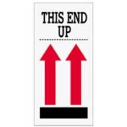 Tape Logic® Preprinted International Safe-Handling Labels, SCL903, "This End Up," 2 Red Arrows Over Black Bar, 4" x 8", Red, Pack Of 500