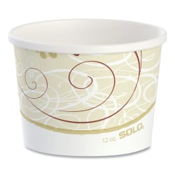 SOLO® Cup Double Poly Paper Food Containers, 12 Oz, Symphony Design, 25 Containers Per Pack, Carton Of 20 Packs