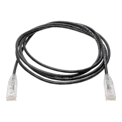 Tripp Lite Cat6 UTP Patch Cable (RJ45) - M/M, Gigabit, Snagless, Molded, Slim, Black, 6 ft. - First End: 1 x RJ-45 Male Network - Second End: 1 x RJ-45 Male Network - 1 Gbit/s - Patch Cable - Gold Plated Connector - 28 AWG - Black