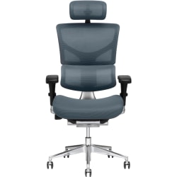 X-Chair X3 Ergonomic Nylon High-Back Task Chair With Headrest, Gray