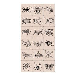 Hero Arts Wood Ink 'N' Stamp Stamps, 3" x 5" x 3", Bugs, Set Of 18 Stamps
