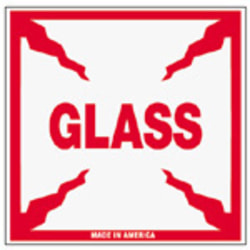 Tape Logic® Preprinted Shipping Labels, SCL506, "Glass," 4" x 4", Red/White, Pack Of 500
