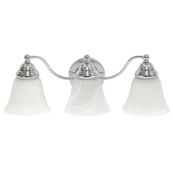 Lalia Home Essentix 3-Light Wall Mounted Curved Vanity Light Fixture, 7-1/2"W, Alabaster White/Chrome