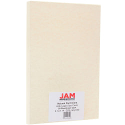 JAM Paper® Legal Card Stock, Natural Parchment, Legal (8.5" x 14"), 65 Lb, Pack Of 50