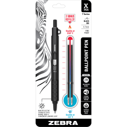 Zebra® Pen X-701 Retractable Ballpoint Pen, Fine Point, 0.7 mm, Matte Black Barrel, Black Ink