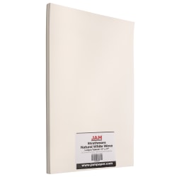 JAM Paper® Card Stock, Strathmore Natural White Wove, Ledger (11" x 17"), 88 Lb, Pack Of 50