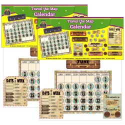 Teacher Created Resources® Travel The Map Calendar Bulletin Board Sets, Set Of 2