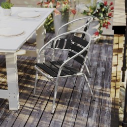Flash Furniture Lila Aluminum Indoor/Outdoor Restaurant Stack Chair, Black