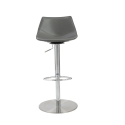 Eurostyle Rudy Adjustable Counter Stool, Gray/Brushed Stainless Steel