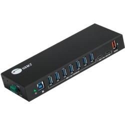 SIIG 10 Port Industrial USB 3.1 Gen 1 Hub with Dual USB-C & 65W Charging - 5Gbps Data Transfer Rates - 7x USB-A 5Gbps 5V/900mA - 2x USB-C 5Gbps 5V/1.5A - 1x USB-A Fast Charging up to 5V/2.4A