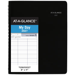 AT-A-GLANCE® DayMinder® 2027 Four Person Daily Appointment Book, Black, Large, 8" x 11"