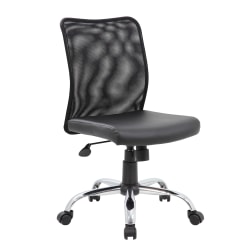 Boss Office Products Budget Fabric Mesh-Back Task Chair, Black/Silver