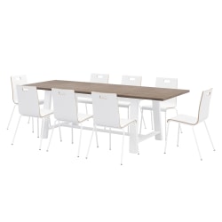 KFI Studios Midtown Dining Table With 8 Chairs, Espresso/White Table, White Chairs