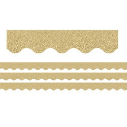 Teacher Created Resources Scalloped Border Trim Packs, 35’, Gold Glitz, Set Of 3 Packs
