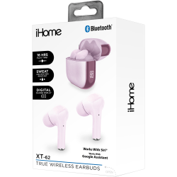 Bytech iHome XT-62 True Wireless Bluetooth In-Ear Earbuds, Pink, HMAUBE233PK