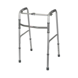Medline Adult 1-Button Adjustable Aluminum Folding Walker, 25" - 32"