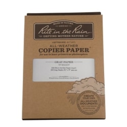 Rite in the Rain® All-Weather Multi-Use Printer & Copy Paper, Gray, Letter (8.5" x 11"), 200 Sheets Per Pack, 20 Lb, 85 Brightness