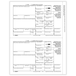 ComplyRight® 1099-R Tax Forms, 2-Up, Payer Copy D and/or State, City or Local, 8-1/2" x 11", Pack Of 100 Forms