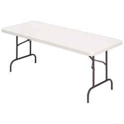 Realspace® Molded Plastic Top Folding Table, 5'W, Platinum