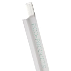 Eco-Products Compostable Straws, Wrapped, 9-1/2", 100% Recycled, Clear, Case Of 4,800 Straws