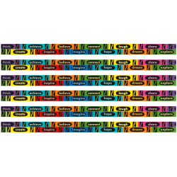 Eureka Deco Trim Packs, 37’ x 2-1/4", Crayola Inspirational Words, Set Of 6 Packs
